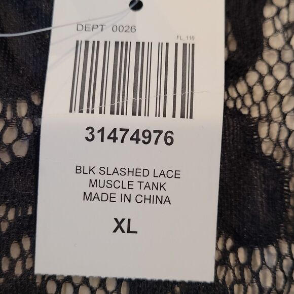 NWT Hot Topic Cosmic Aura Black Slashed Lace Tank Size XL Gothic Steampunk - Picture 4 of 8